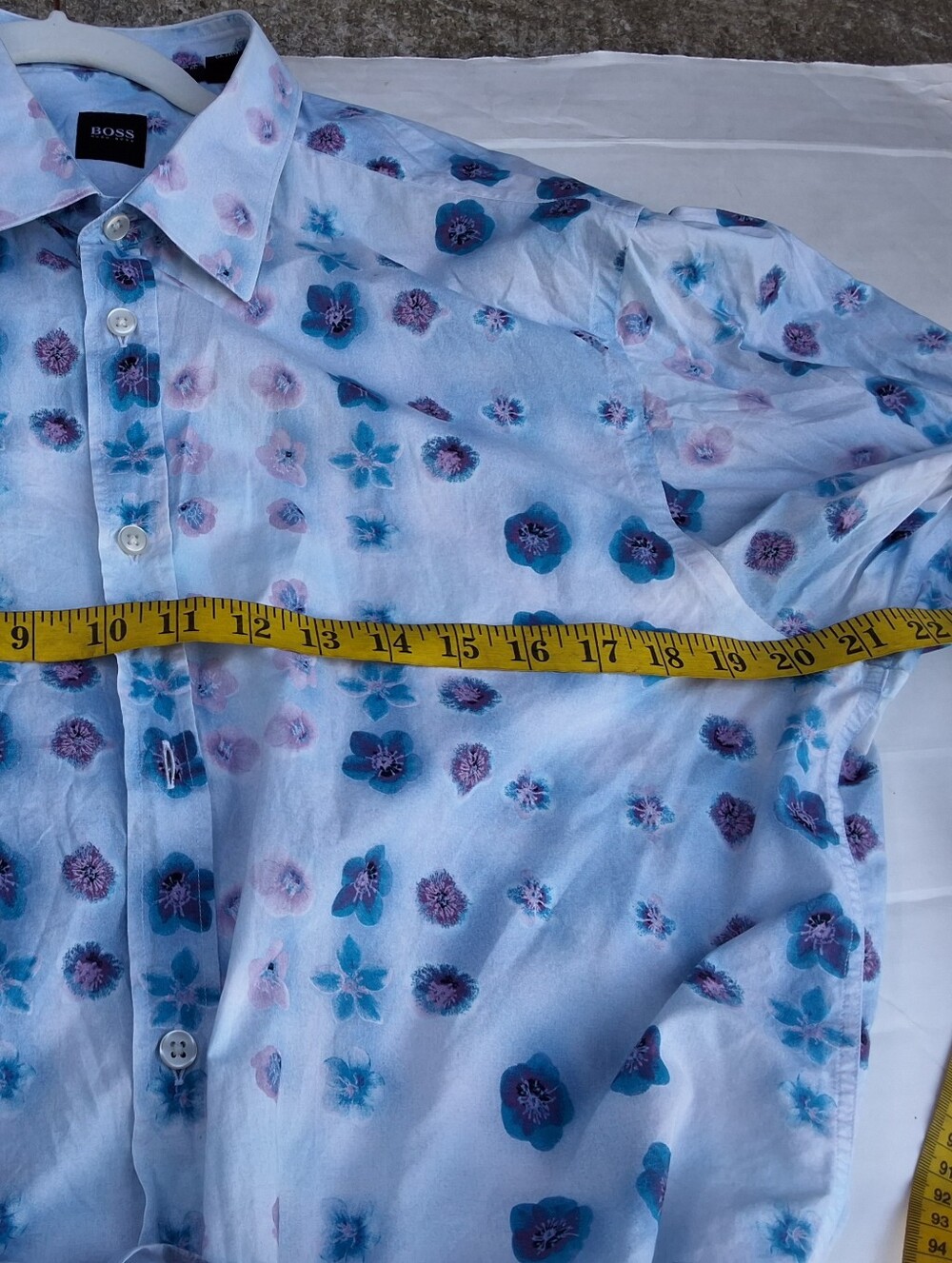 BOSS Hugo Boss Mens Floral Button Down Shirt Blue Pink Long Sleeve XL - Picture 2 of 7